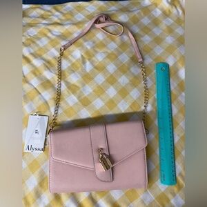 Alyssa Pink Crossbody Bag with Gold Chain